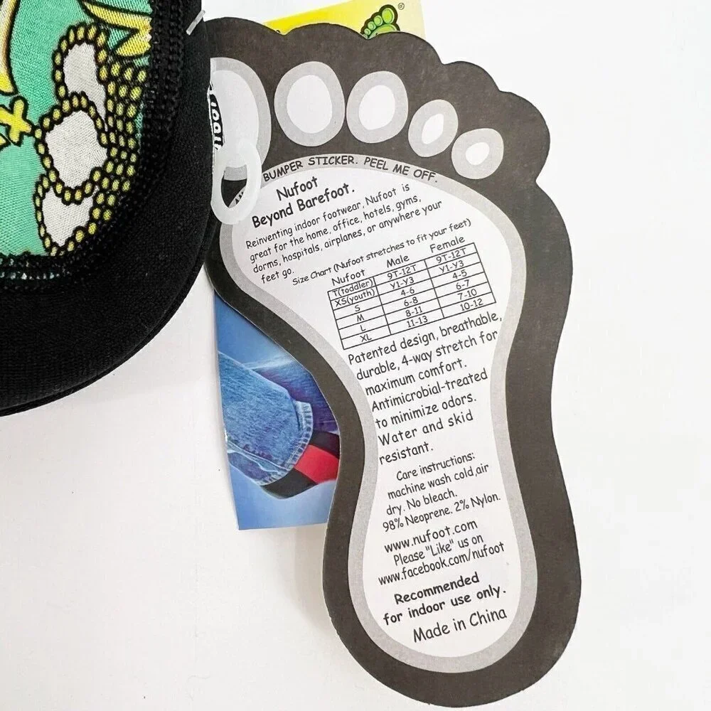 NWT Nufoot Green Baroque Barefoot Shoe Socks Size Large